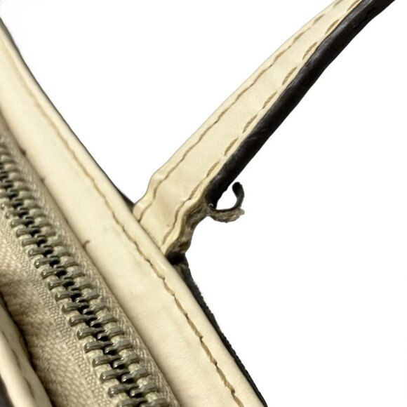 Auth COACH Signature Striped Tote F19046 Beige Cream Jacquard Patent Leather - Picture 13 of 16